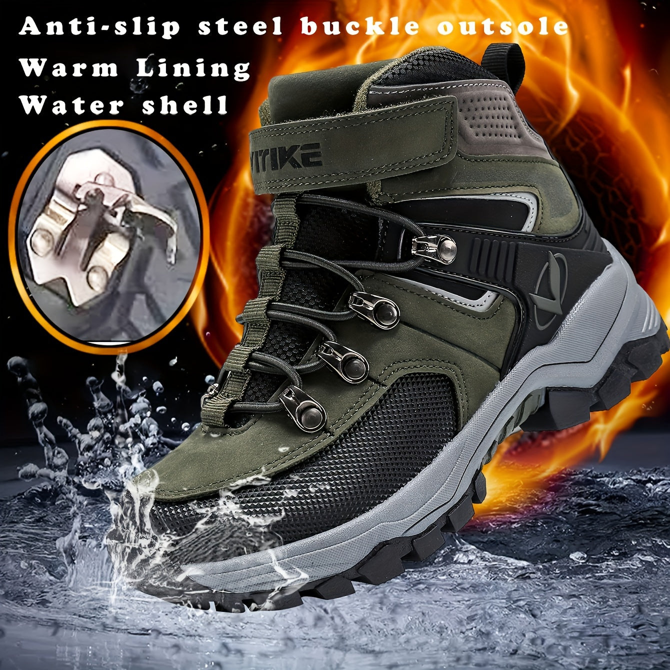 Kids Winter Hiking Boots Boys Girls Waterproof Warm Lining TPR Sole Outdoor Trekking