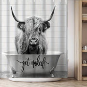 Qishloq uslubidagi hammom dekoratsiyasi uchun kulgili G'arbiy Yuqori Sigir dush pardasi to'plami, 182.88 x 182.88 sm o'lchamdagi polyester matodan tayyorlangan. Estetik xona va uy dekoratsiyasi uchun ideal.