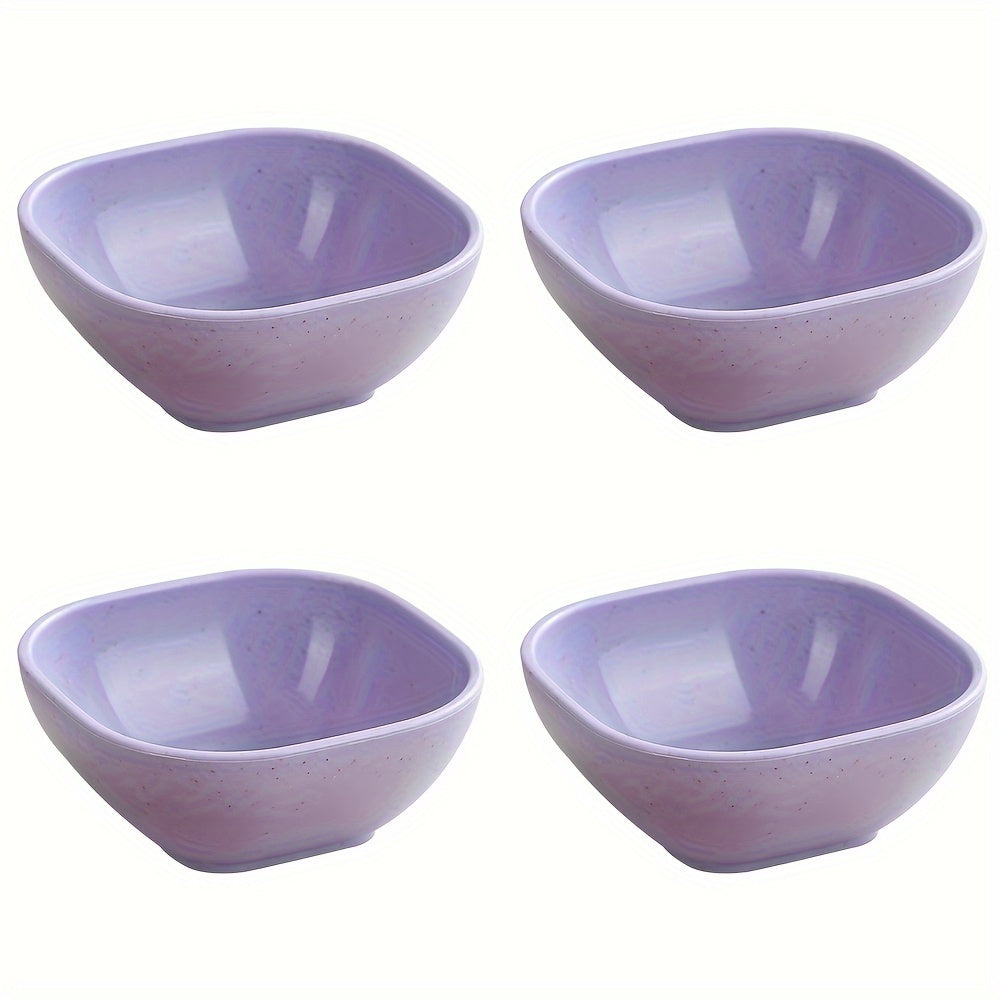 Set of 4 Colorful Wheat Straw Square Sauce Dishes for Jam Vinegar and Seasonings