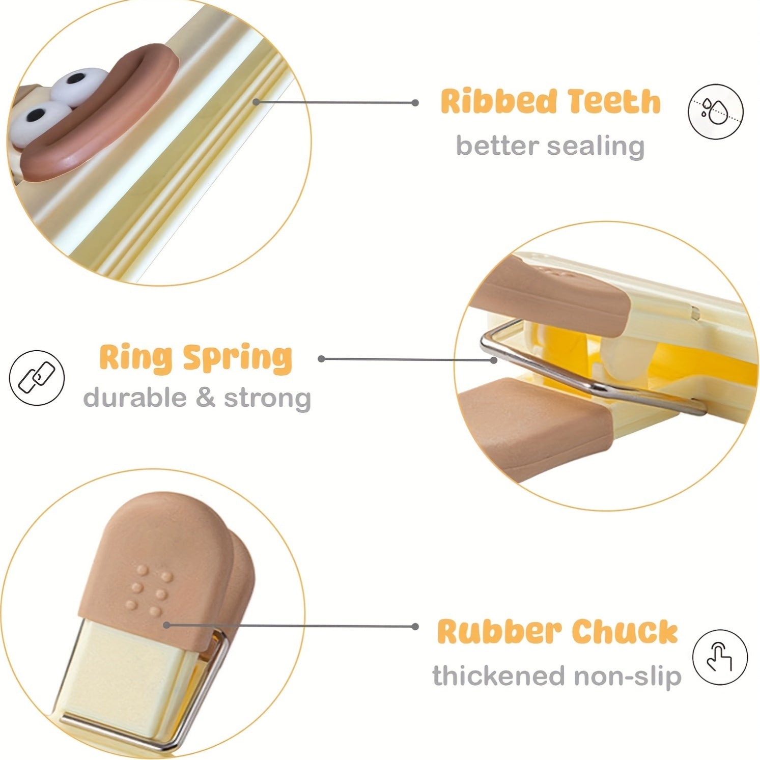 Juego de 3 clips de plástico para bolsas de comida, sellador grande y pequeño para aperitivos