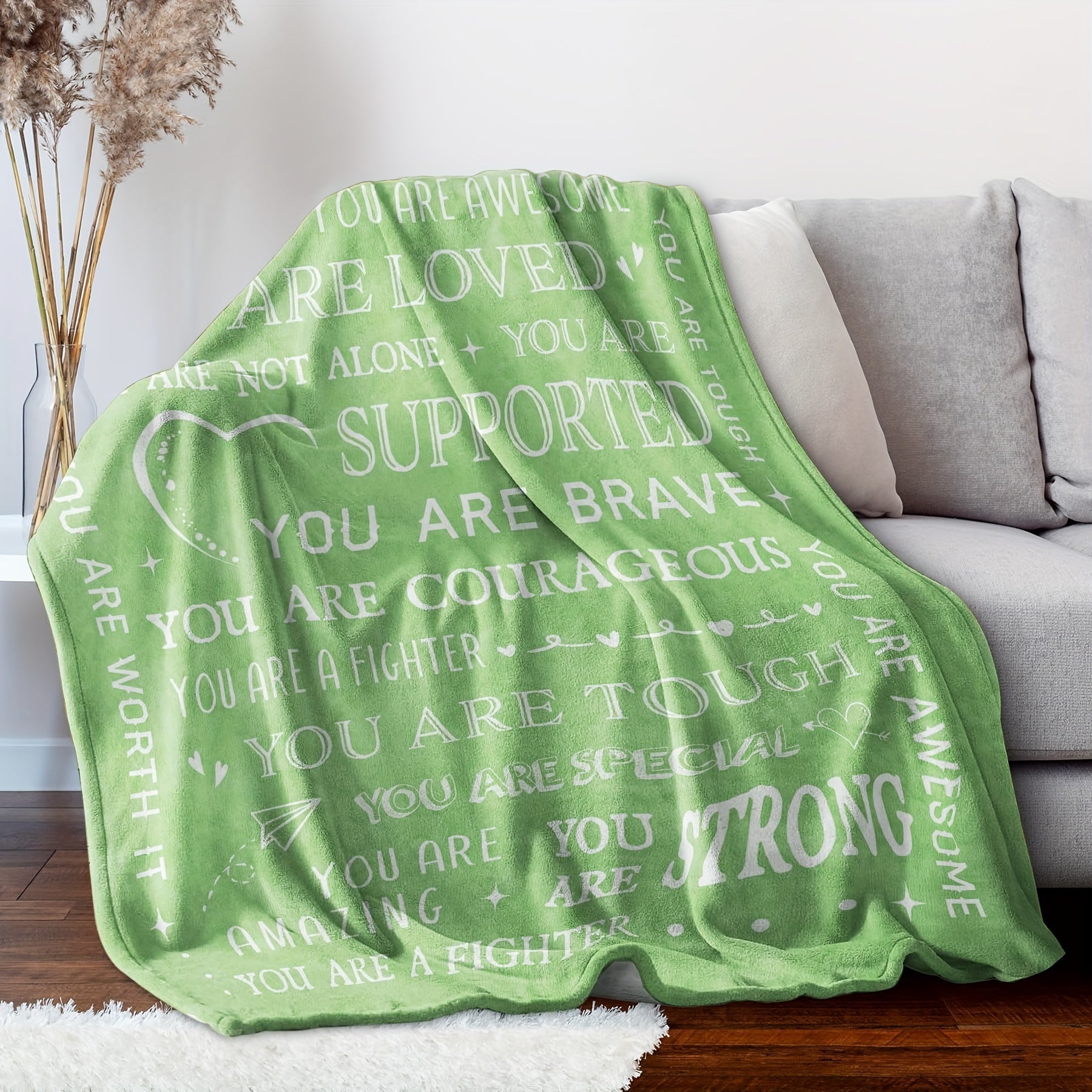 Positive Affirmation Fleece Blanket for Women Recovery Support Motivational Gift for Friends Sisters Colleagues