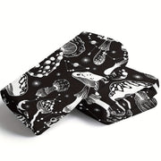 Black and White Mushroom Pattern Flannel Blanket for Cozy Naps and Snuggling