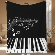 Soft Cozy Piano Music Note Print Blanket for Sofa Bed Travel Machine Washable Polyester