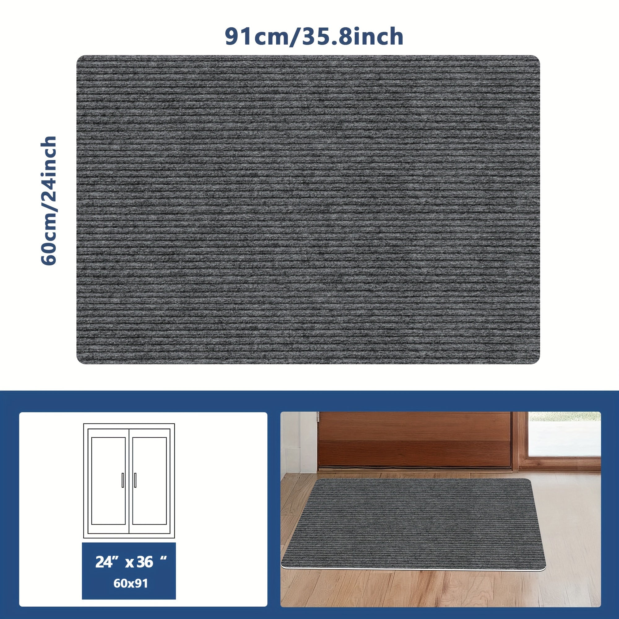 Alfombra de puerta para interior y exterior resistente a manchas, paquete de 1, antideslizante, impermeable