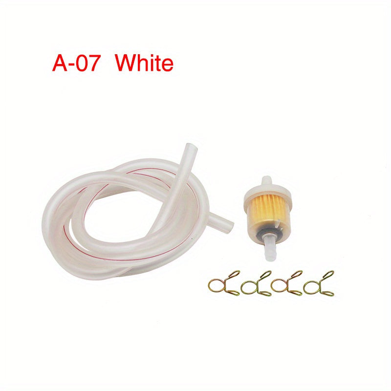 Motorcycle Gas Fuel Filter Petrol Pipe Hose Line 6mm with 4 Clips