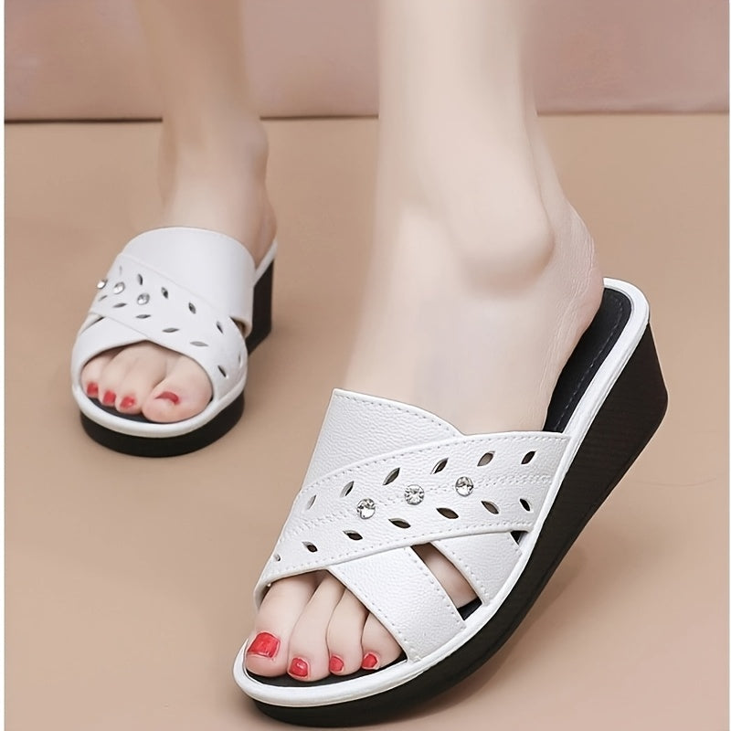Women's Black EVA Slide Sandals Breathable Open-Toe Cushioned Slip-On