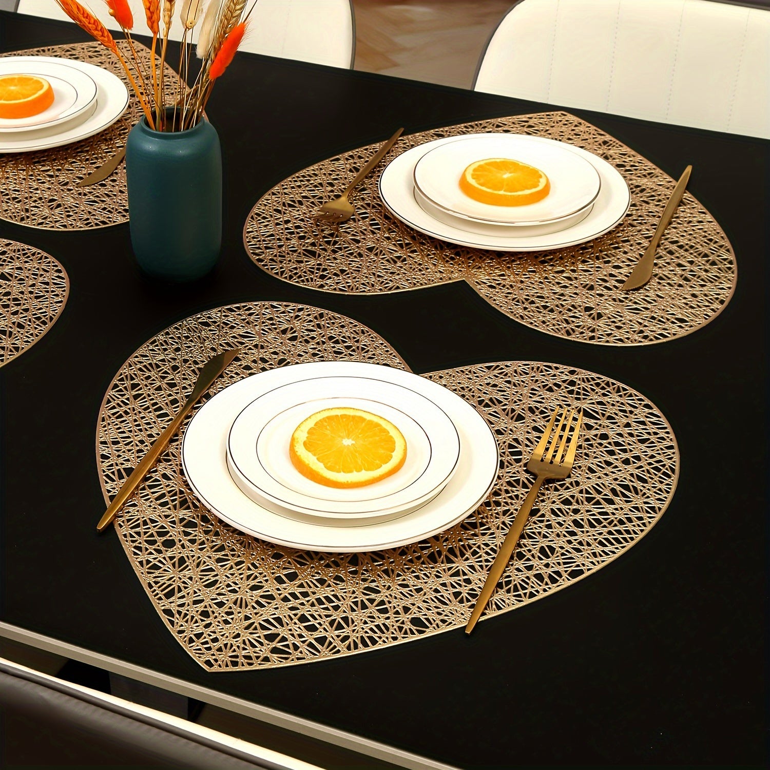 Valentine's Day Tableware Placemats for Restaurant and Hotel Dining Sets of 2 4 6 8 Heat Insulation Anti-Slip