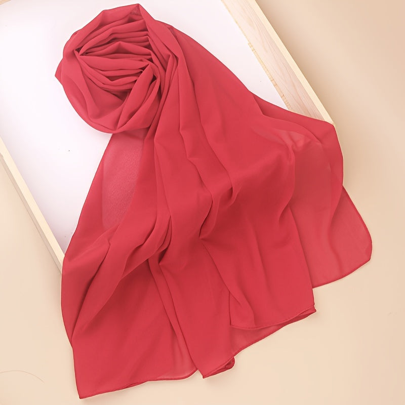 Ayollar uchun toza rangli chiffon hijab sharf, yumshoq, engil va ko‘p maqsadli bosh yopishqoq