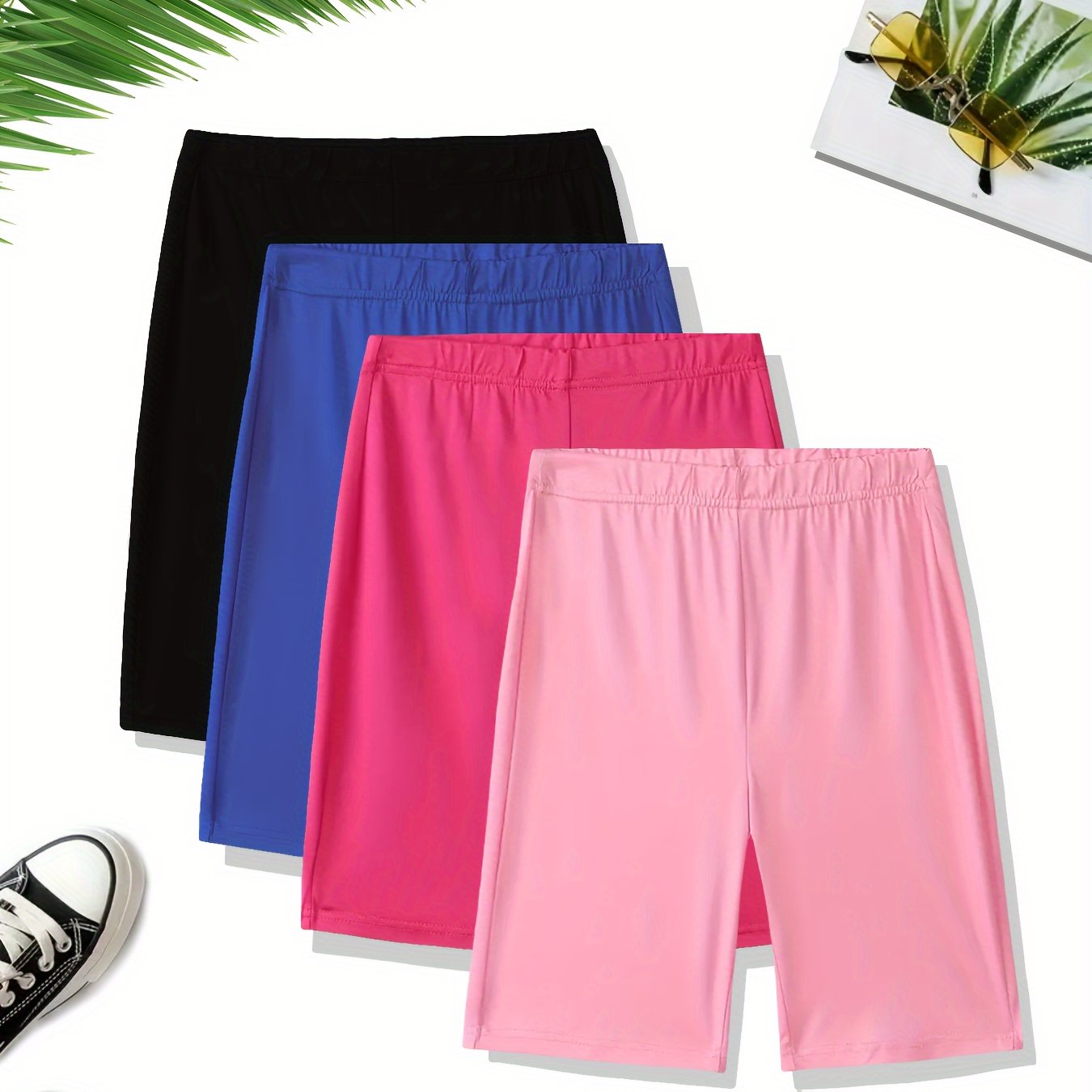 Women's Casual Sports Shorts Set Four Pieces Breathable Athletic Wear