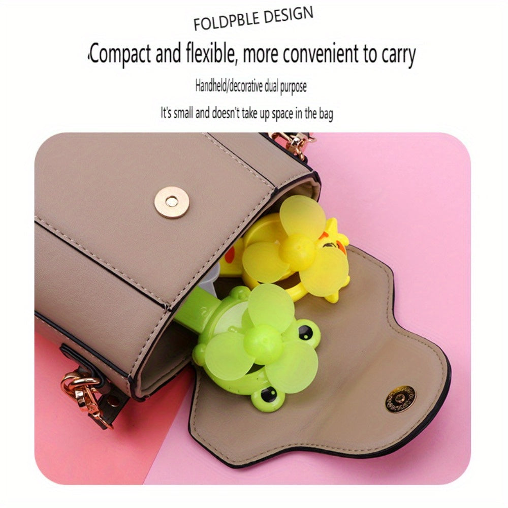 Yangi uslubdagi multfilm mini portativ qo'l bosimli ventilyator, kattalar tug'ilgan kunlari sovg'alari uchun mos. 1ta/5ta.