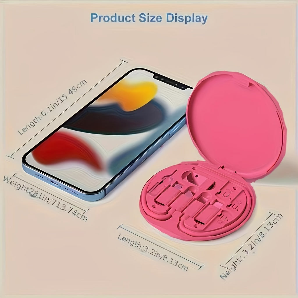 Multi-USB Charging Kit with Converters Data Transfer Card Storage Phone Holder White Oval