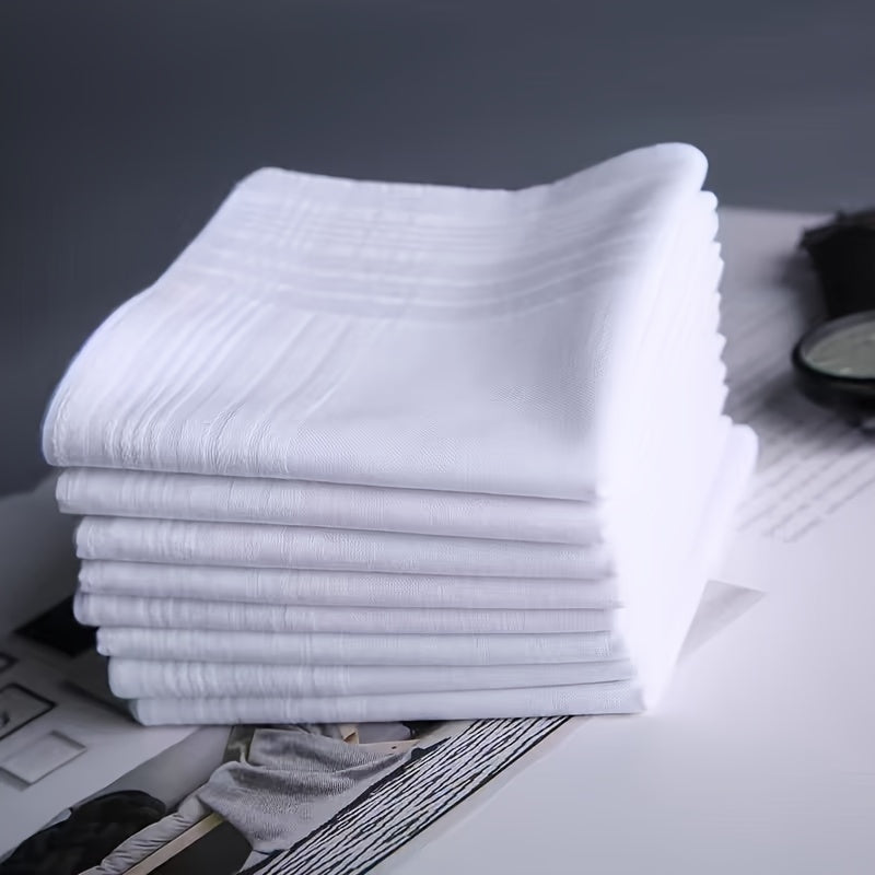 12-Pack White Polyester Handkerchiefs Gift Set for Special Occasions