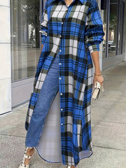 Plus o'lchamli tekislangan kofta, kundalik, uzun qo'l, tugma oldi, ayollar uchun