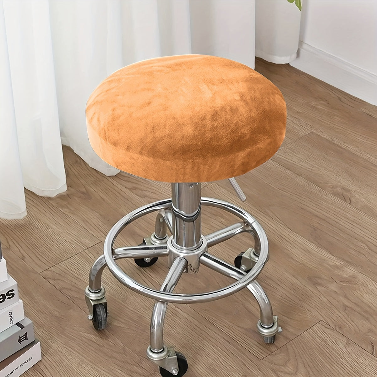 Velvet Stretch Stool Cover for Home and Office Decor in Multiple Colors