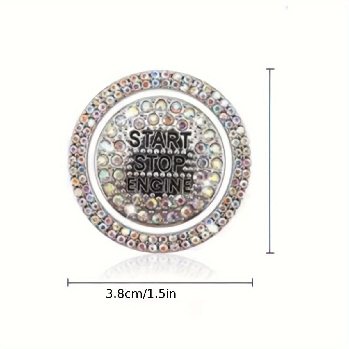 2-Pack Aluminum Alloy Rhinestone Ignition Button Cover Universal Car Push Start Switch Cap