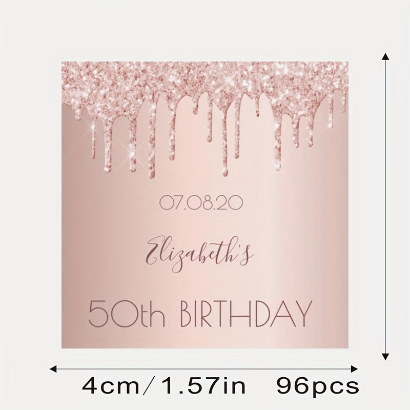 Personalized Paper Square Labels for Weddings and Parties, Custom Name and Date Stickers, Pack of XX