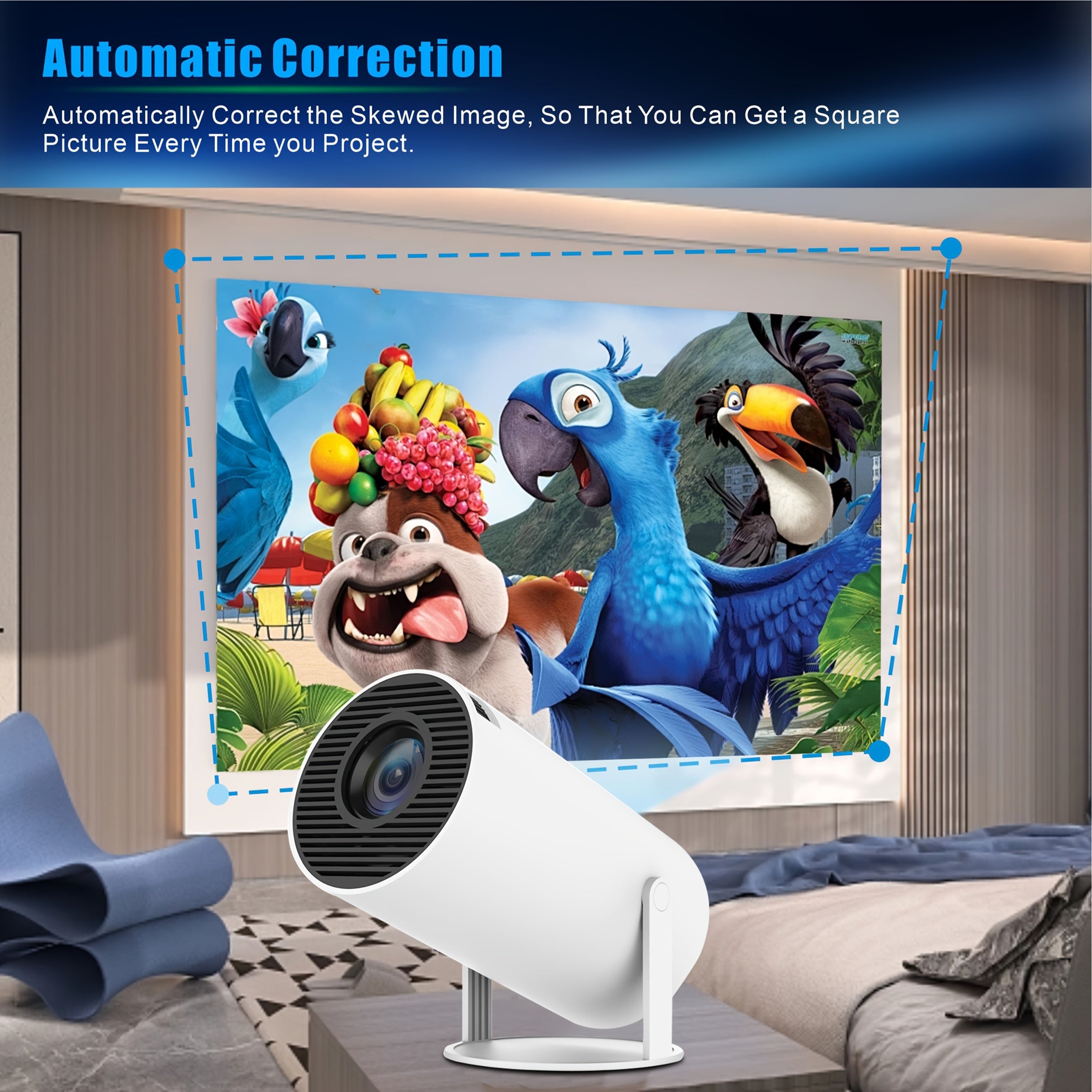 Portable 4K Ultra HD Projector with Android 11 Wireless Home Theater 200ANSI Brightness