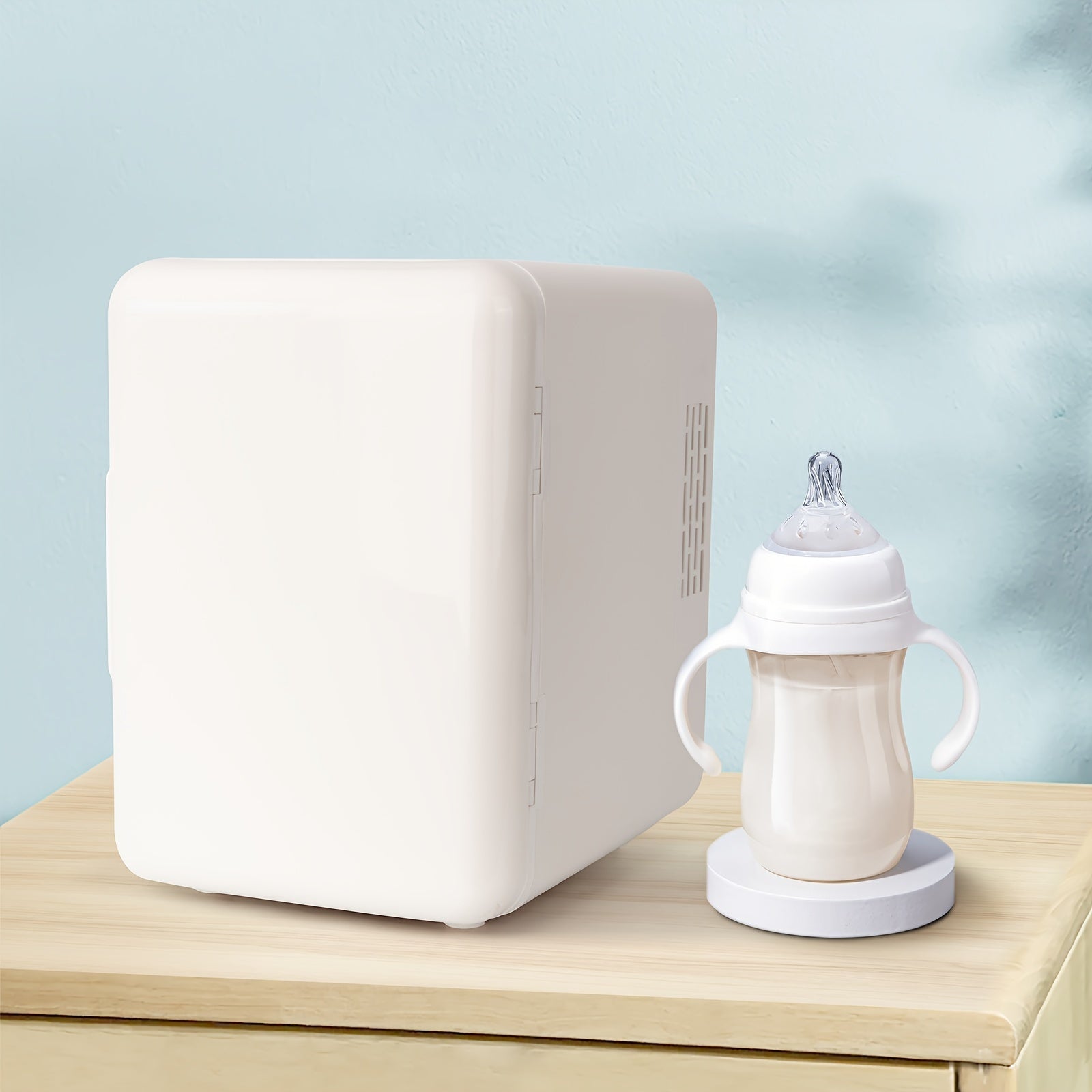 Mini Car Refrigerator 4L White ABS Cooling System Portable Cooler for Drinks Skincare