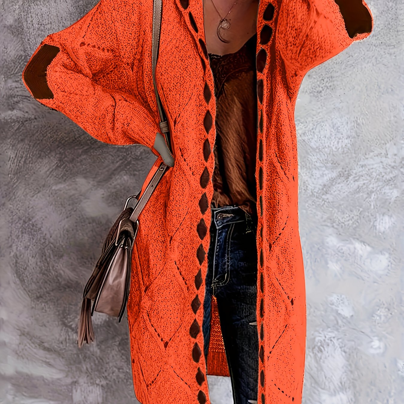 Women's Plus Size Hooded Cardigan Sweater with Faux Buttons and Raglan Sleeves