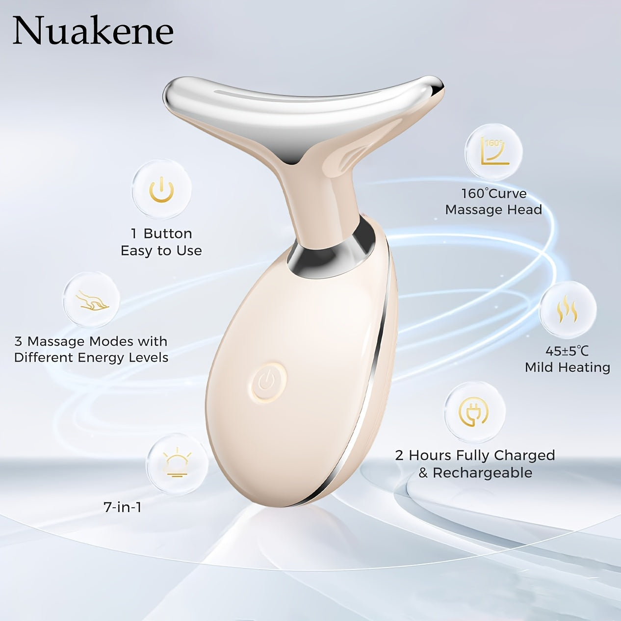 7-Color Facial and Neck Massager with Vibrating Function Rechargeable Home Skin Care Device