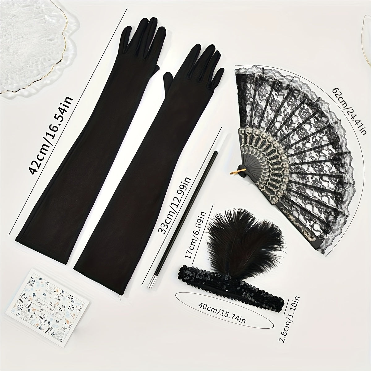 1920s Women's Masquerade Party Accessories Gloves Feather Hair Clips Smoke Tube Fans Dress Embellishments