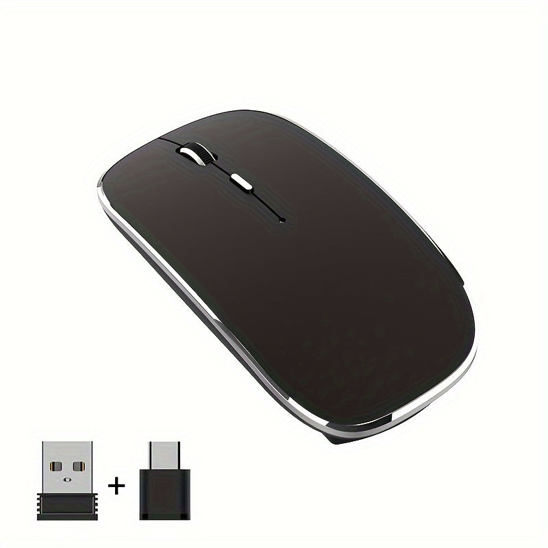 Wireless Mouse Rechargeable Type-C 2.4G Dual Receiver Silent Durable Plastic