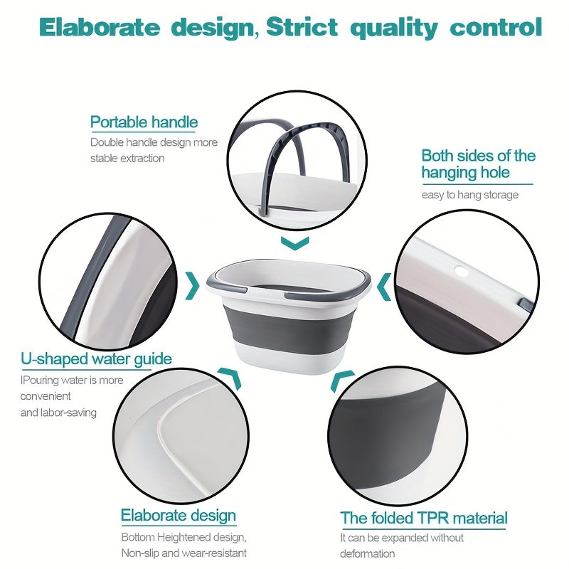 16L Egiluvchan Silikon va PP qozon, tutqich bilan, sayohat qilish, tozalash va uy uchun