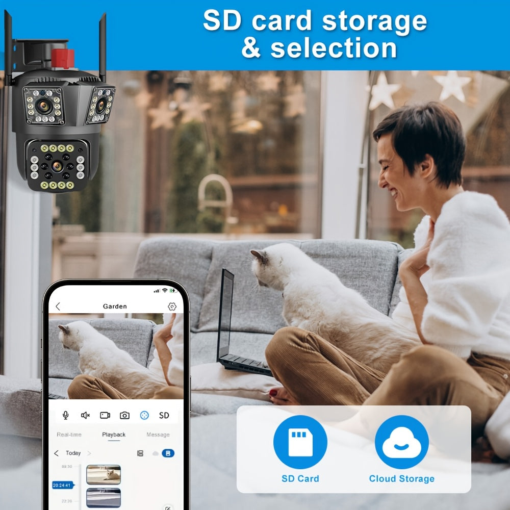 Wi-Fi Outdoor Security Camera 3MP FHD 10X Zoom 355° PTZ Night Vision Motion Detection Two-Way Audio Wall Mount