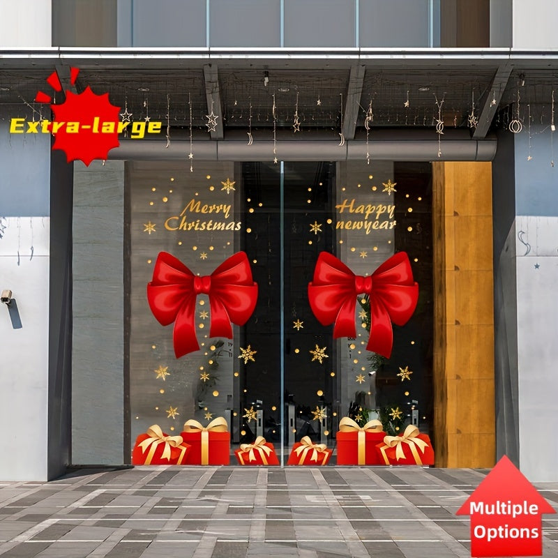 Rojdestvo uchun ikki tomonlama deraza yopishqoq tasvirlar, bayramona tuyg'u beruvchi yoqimli bezak kamarlari bilan.