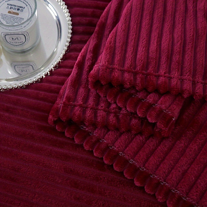Solid Color Milk Velvet Blanket with Pillowcase for Couch and Bedroom