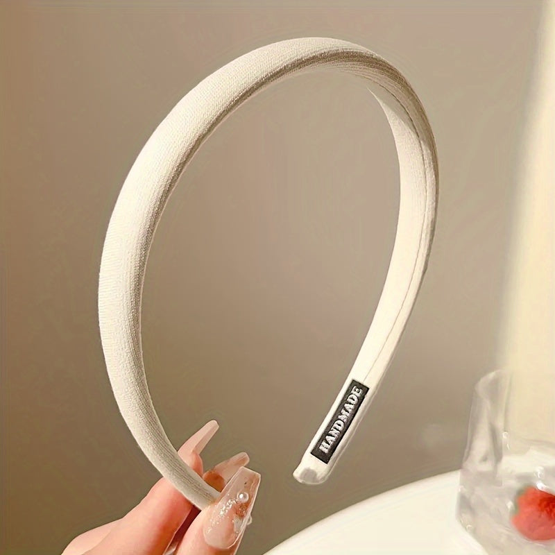 6pcs Women's Plaid and Solid Color Polyester Headbands for Travel and Daily Style