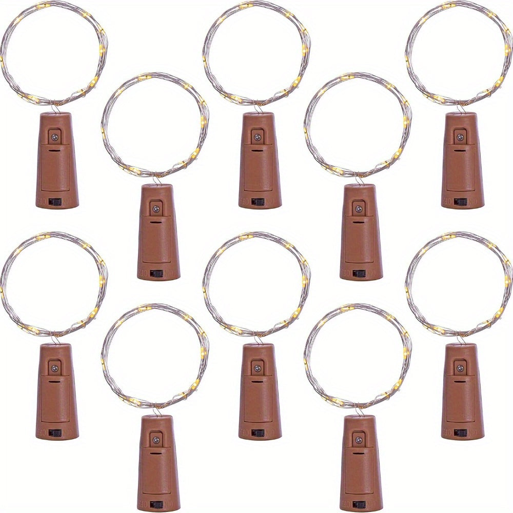 Luz de hadas LED de 10 unidades, cable de cobre, alimentada por batería, para decoración interior y exterior