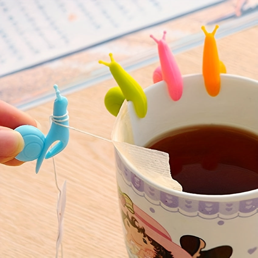 10-Piece Snail-Shaped Silicone Tea Bag Holders and Labels for Tea Enthusiasts