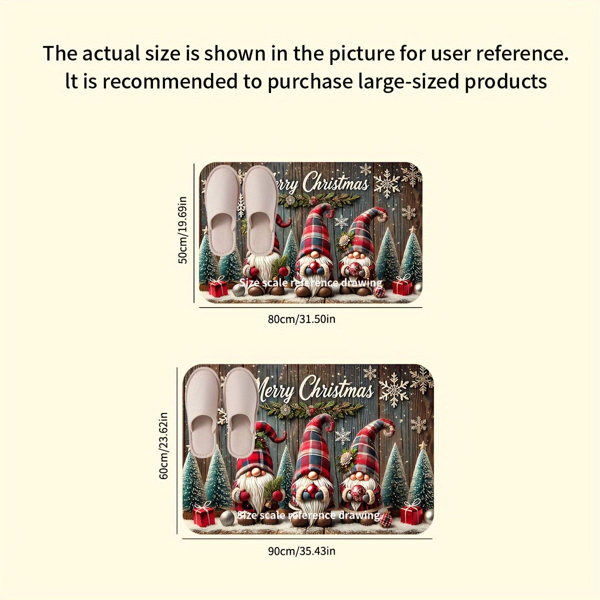 Cozy Christmas Gnome Flannel Door Mat Non-Slip Absorbent Rug for Entryway