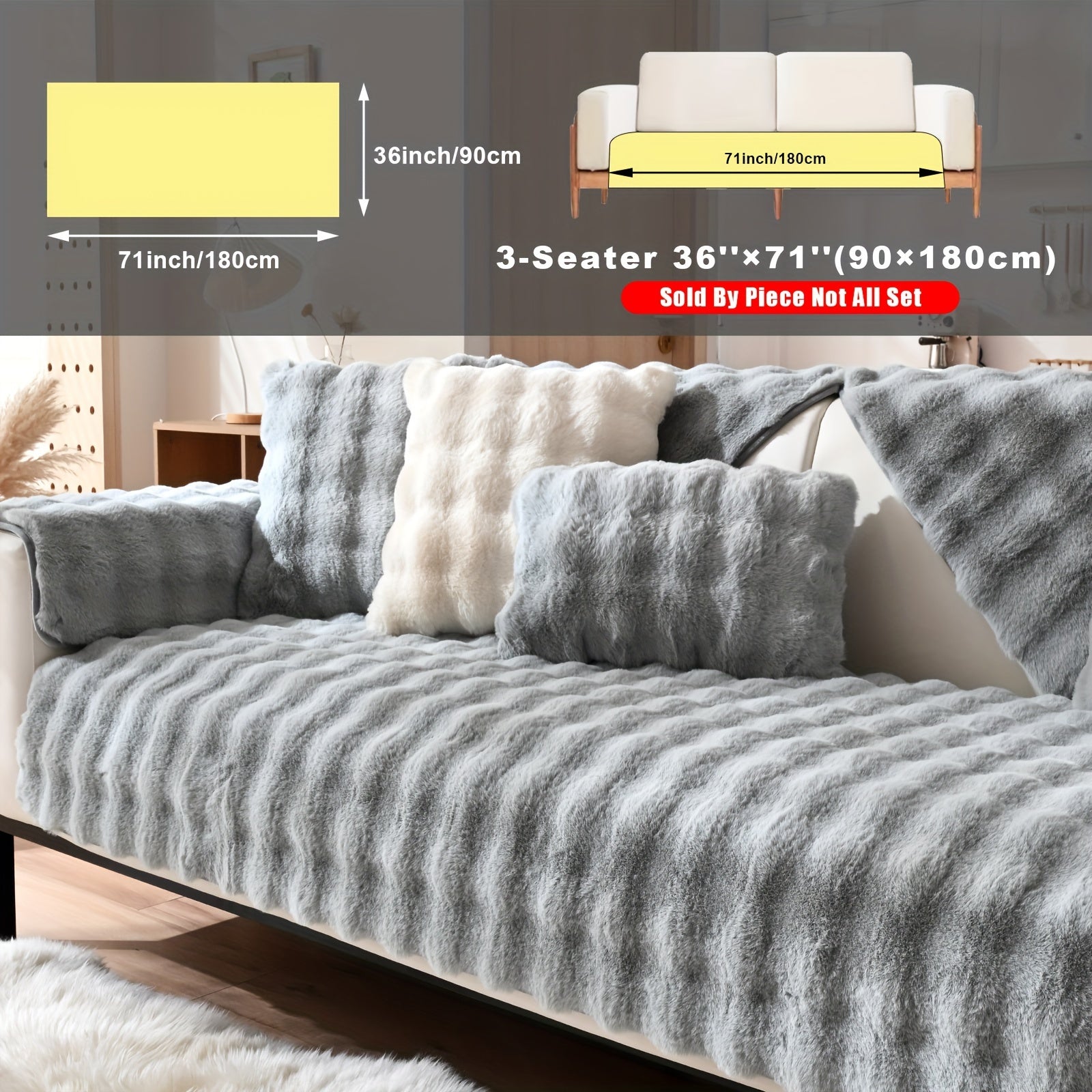 Накидка на диван из флиса для 2-4 местных диванов в 8 цветах, моющаяся в машине, дружелюбная к питомцам, современный дизайн