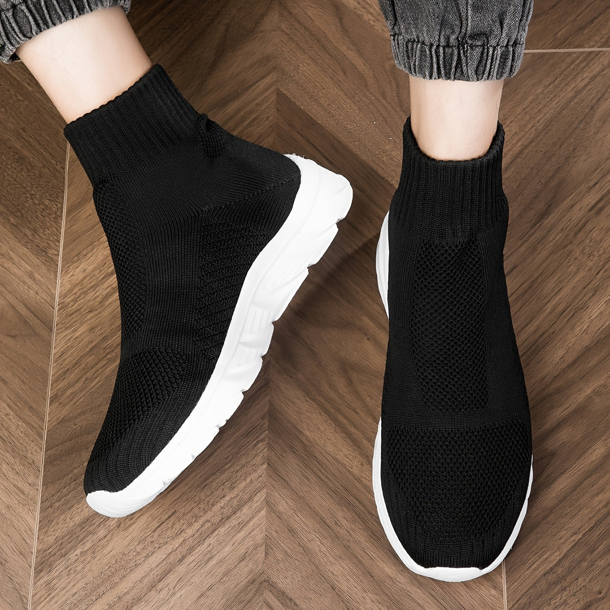 Women's High Top Sneakers Breathable Lightweight Slip-On Casual Shoes