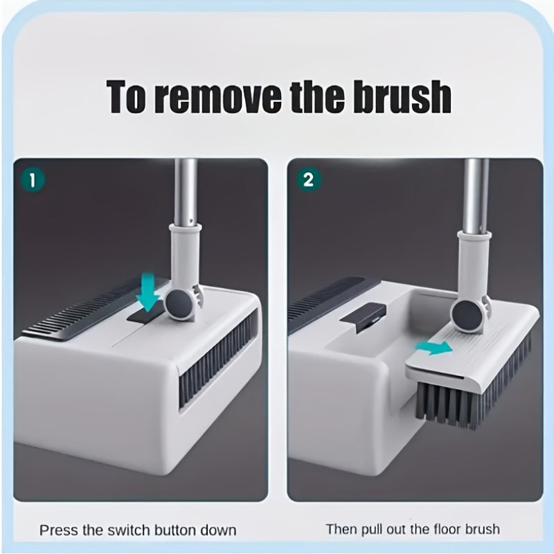 3-in-1 Foldable Broom and Dustpan Set with Unflagged Bristle Sweep Brush for Multi-Surface Cleaning