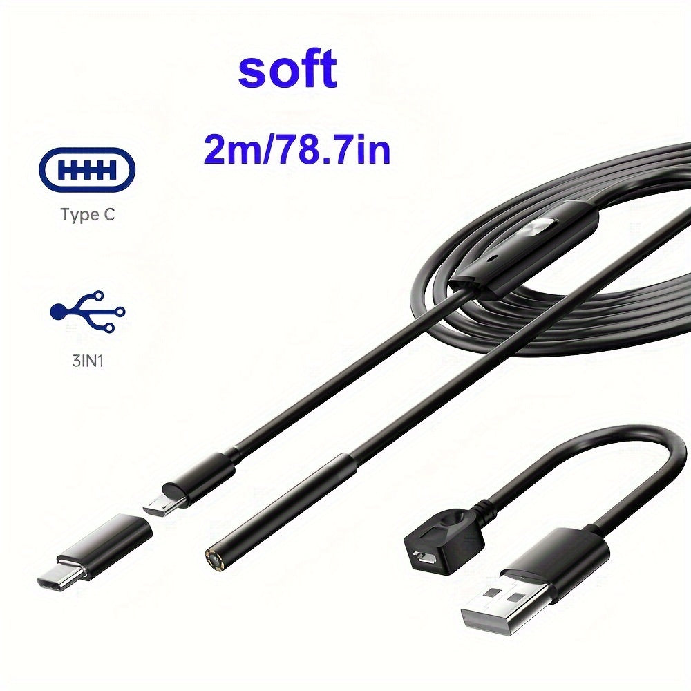 5.5mm Endoskop Kamera Type C Kabel bilan Android Windows Qurilmalari uchun 1m-10m Uzunlikda 480P Video Tekshiruvi