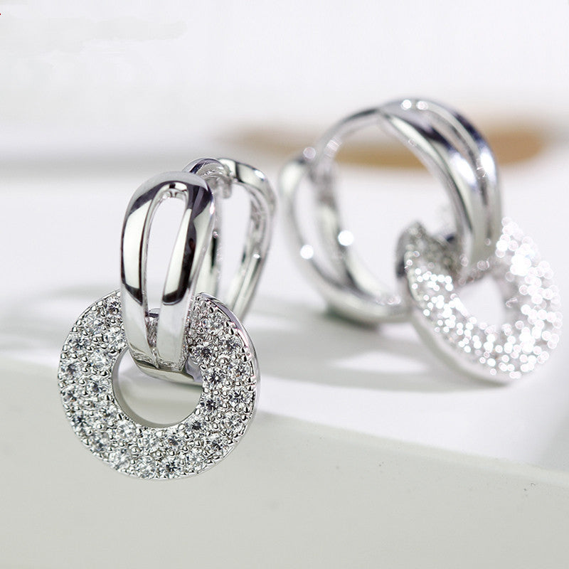 Women's Round Zirconia Earrings with Designer Style