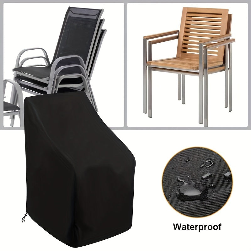 Funda para silla de patio resistente al agua, negra, 210D Oxford, resistente al viento y a los rayos UV