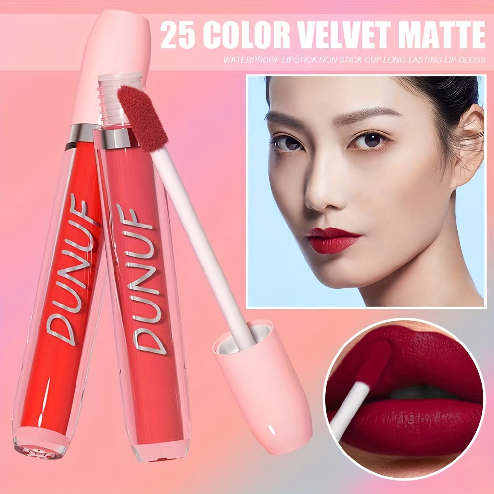 Set de labiales mate para mujer, 25 colores, a prueba de agua, de larga duración, tonos rojos