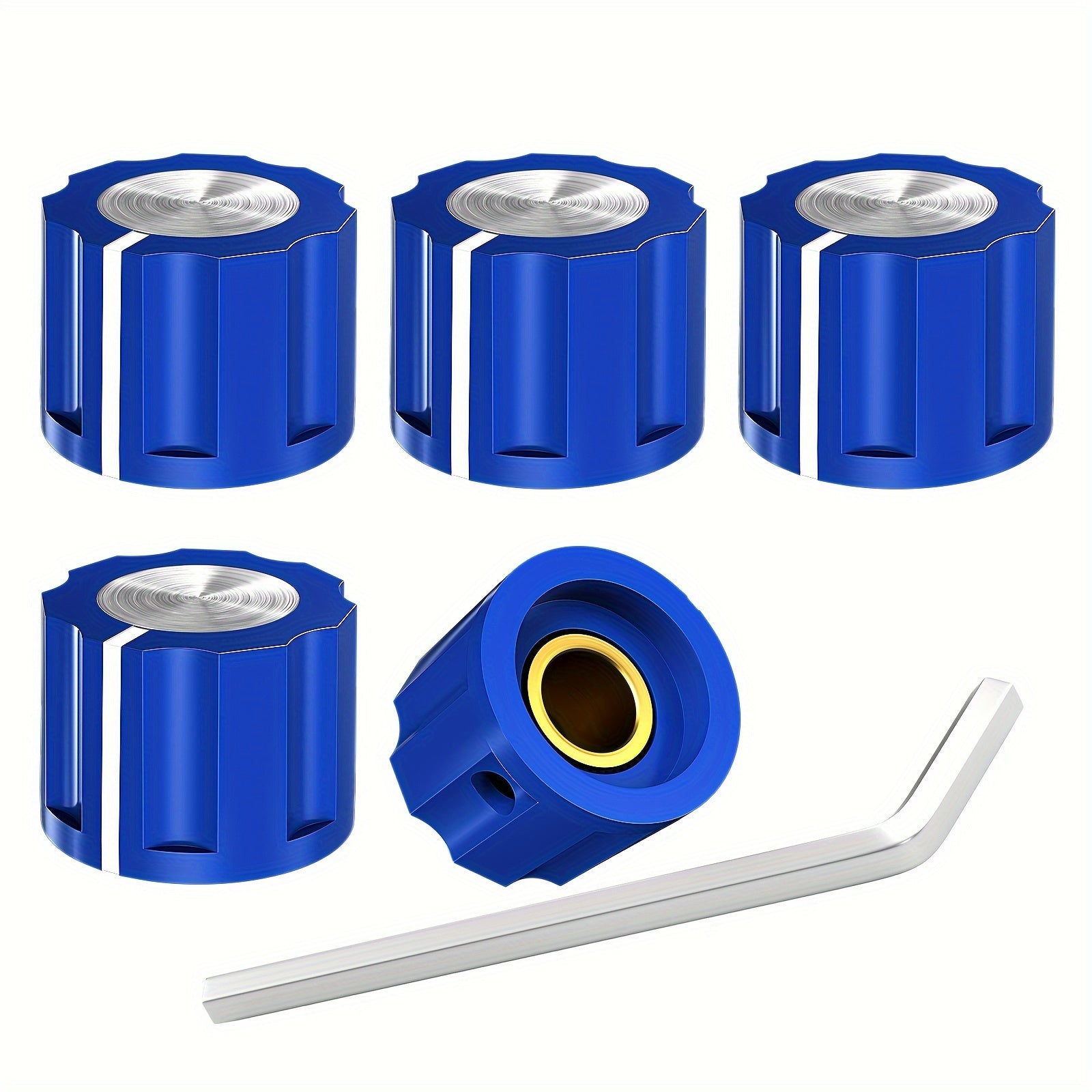 5 Pack Black Rotary Knobs for 6.35mm Shaft Potentiometers with Set Screw