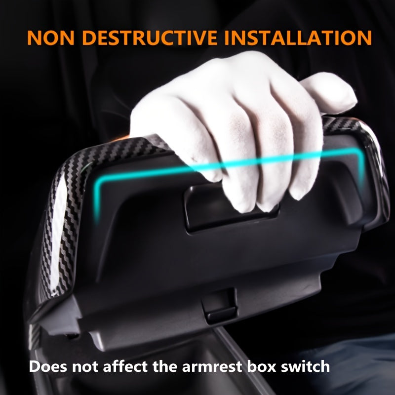 Car Center Console Armrest Cover for Tesla Model 3 and Y Carbon Fiber Matte Glossy