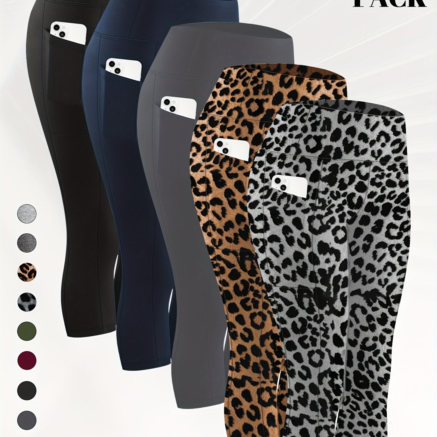 Plus Size High Waist Capri Leggings with Pockets for Women, Yoga, Running