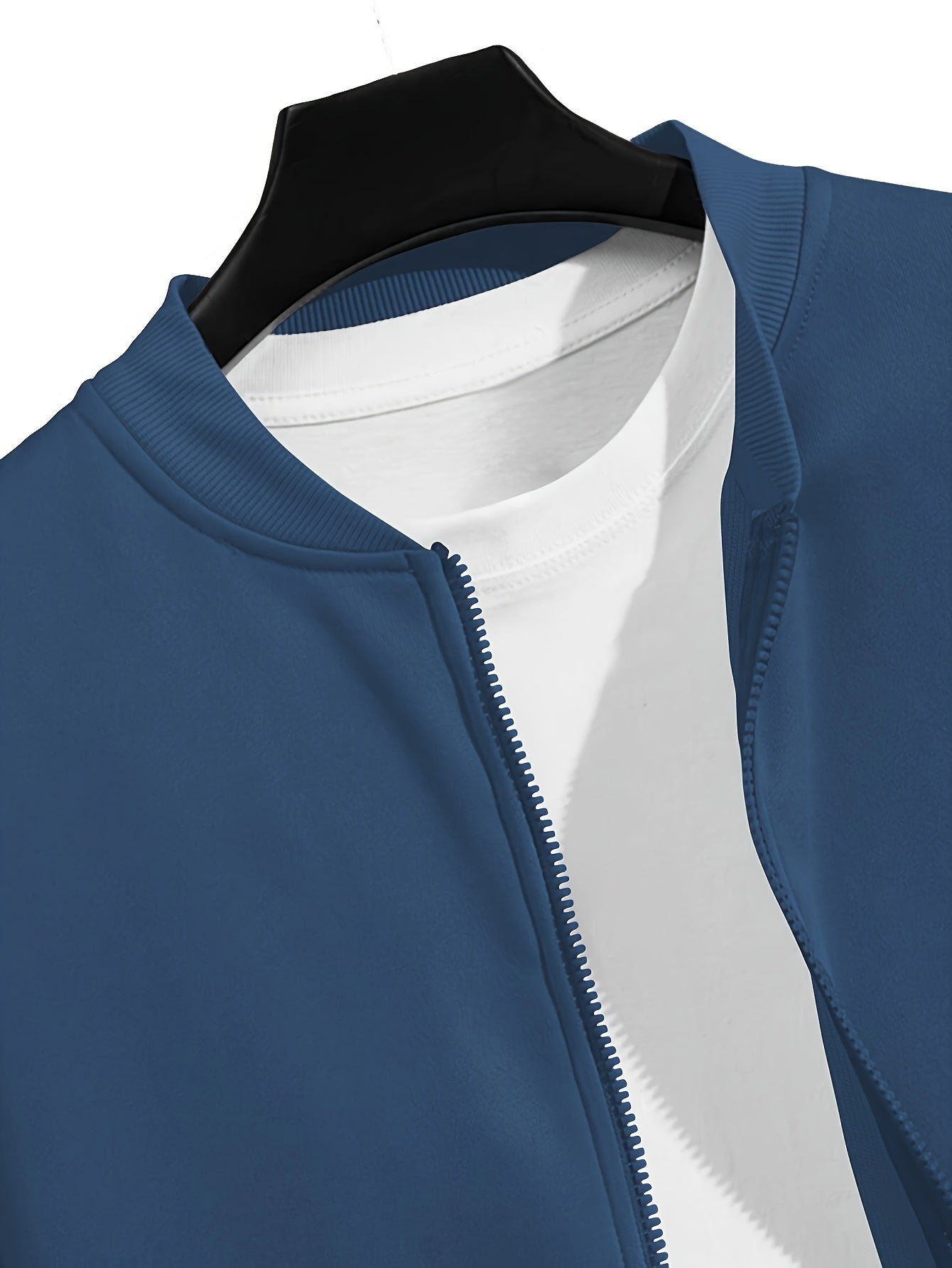 Men's Plus Size Lightweight Polyester Fall Jacket with Baseball Collar Zip-Up Brown White Interior