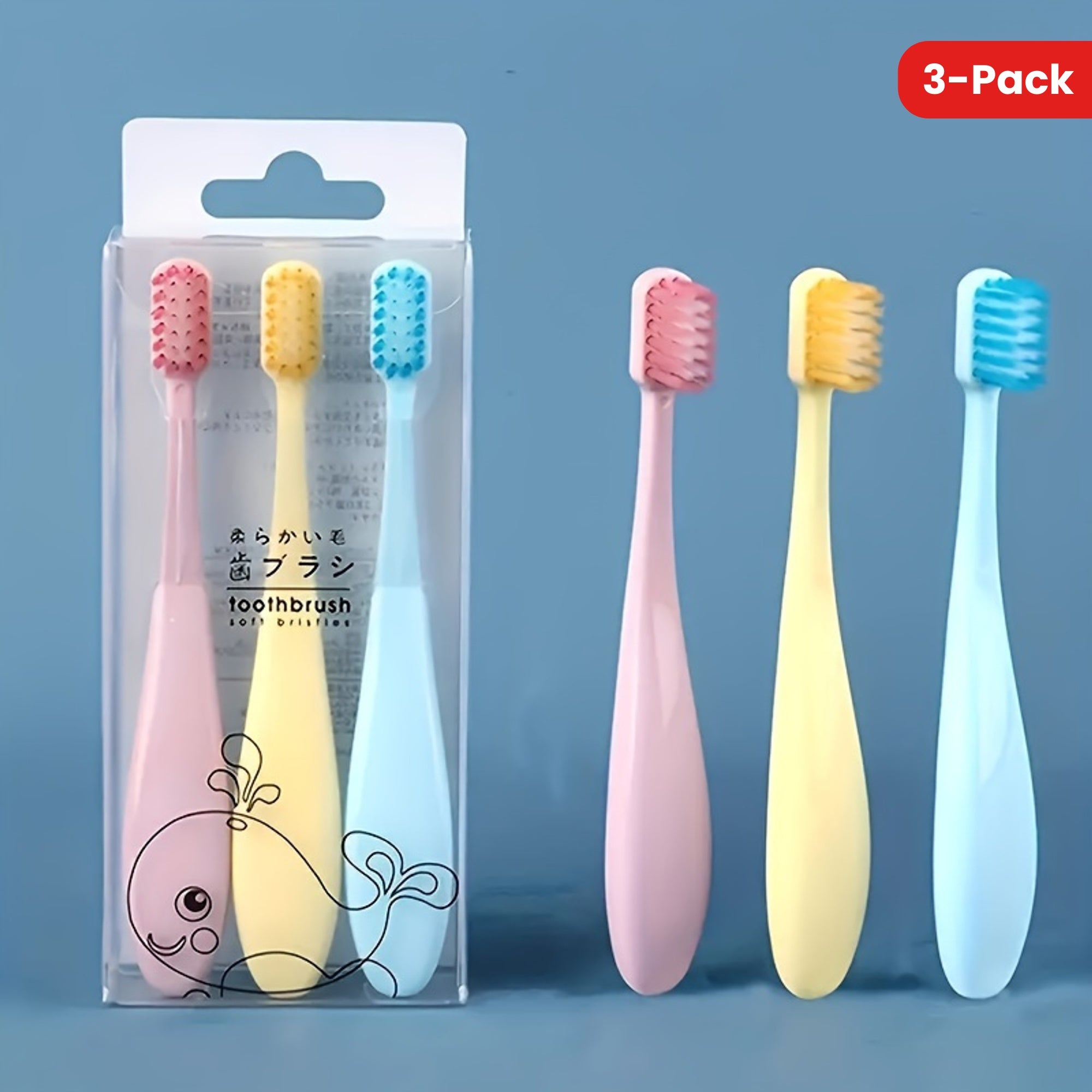 3-Pack Soft Bristle Toothbrushes Small Head Candy Colors Travel Dental Care
