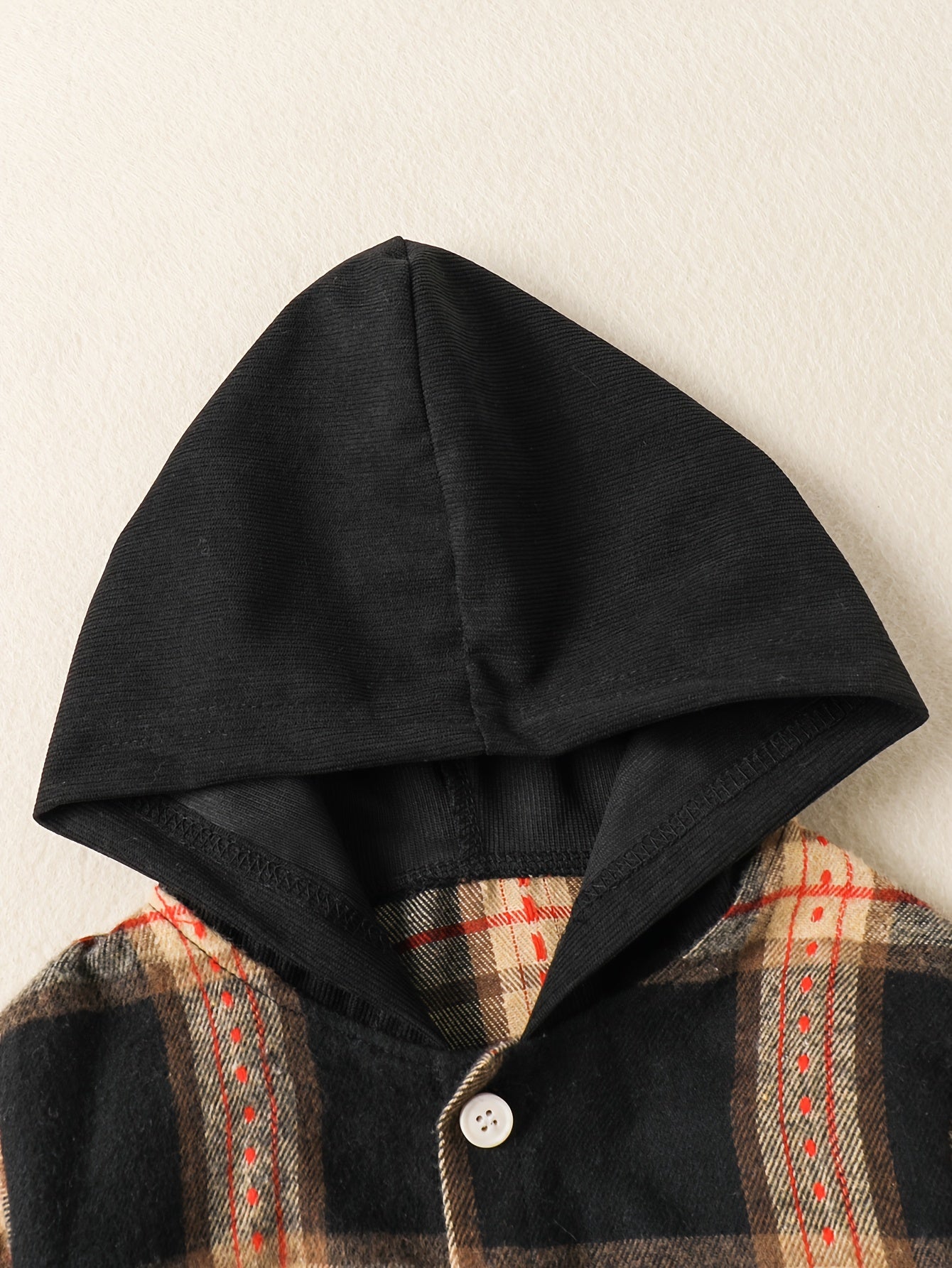 Boys Plaid Hooded Shirt and Pants Set Fall Winter Casual Polyester