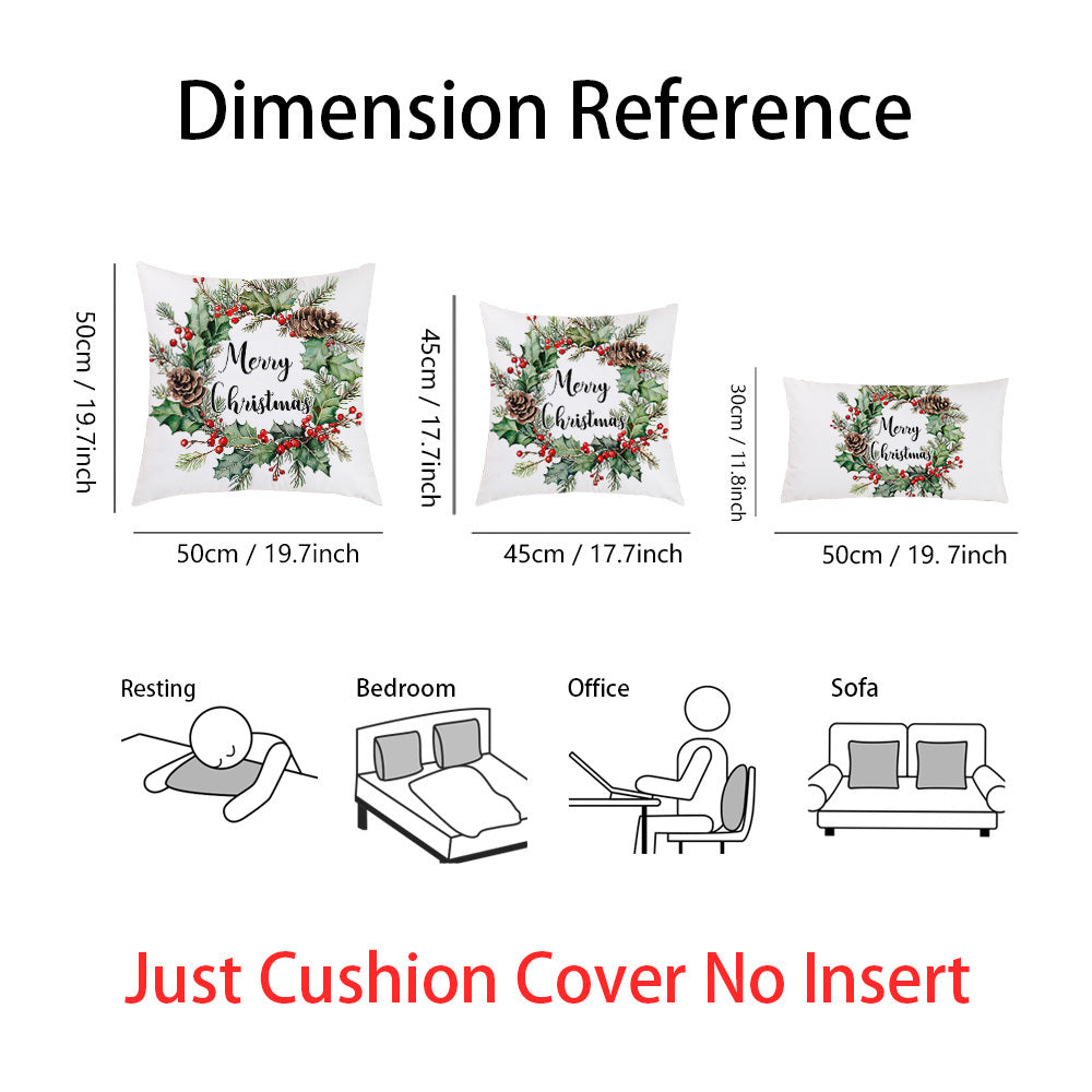 Merry Christmas Wreath Pillow Cover 45.72cm Soft Knit Cushion Case