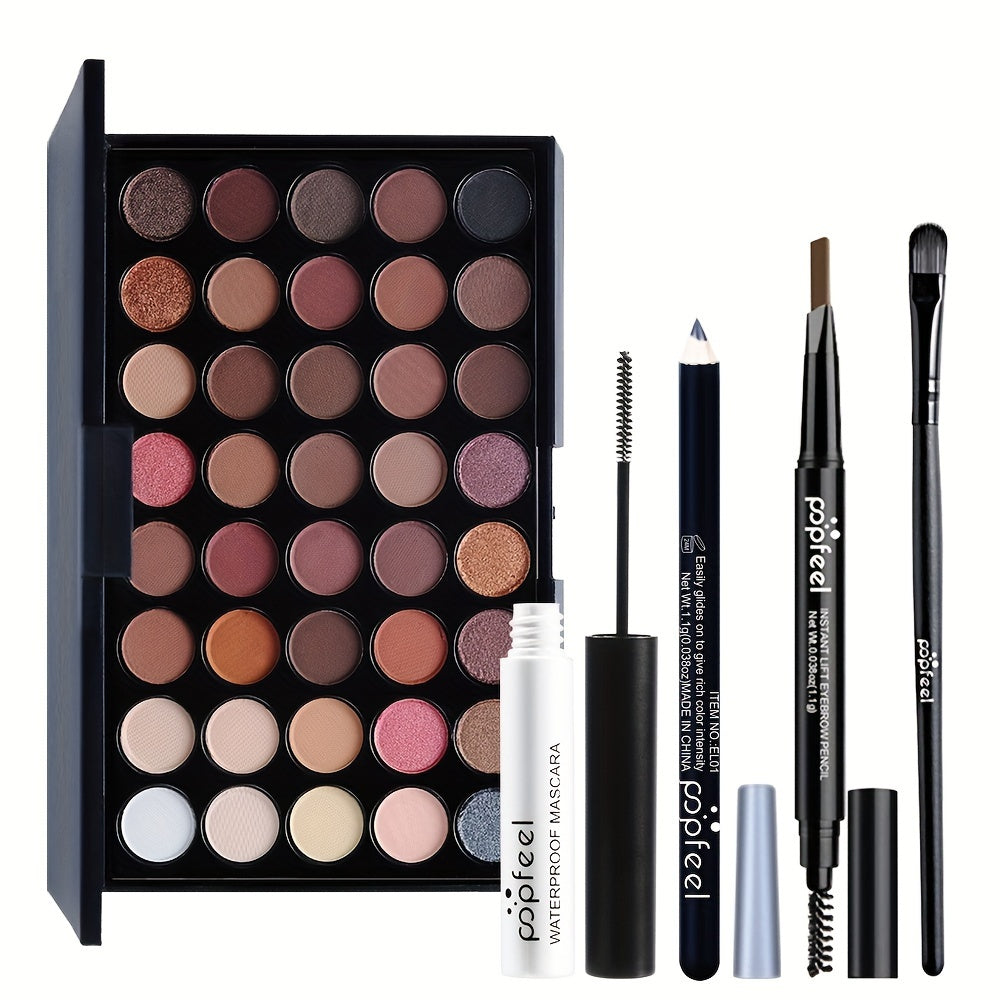 40 Colors Nude Eyeshadow Palette with Mascara Eyeliner and Eyebrow Pencil for Natural Glam Makeup