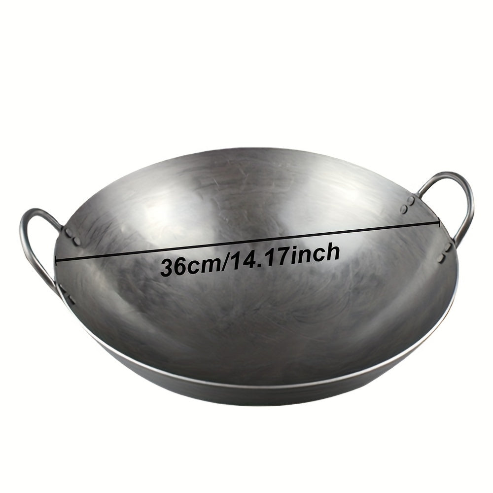 Cast Iron Wok 34-38cm Deep Frying Pan for Electric Stovetops Gift